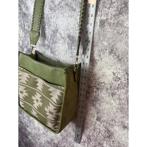 Leather Purse & Wallet Green Crossbody Tote bag Aztec Southwest Boho Tribal - Picture 13 of 16